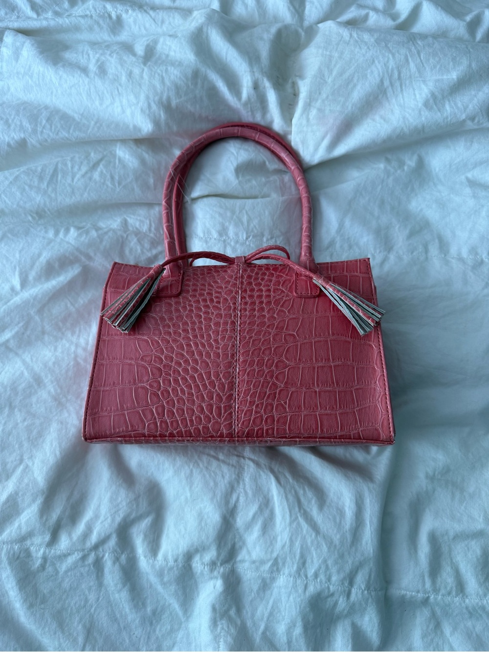 Liz Claiborne Rose Croc-Embossed Satchel with Tassels